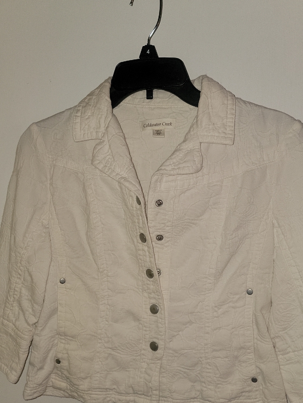 Coldwater Creek Off-White Quilted Snap Jacket